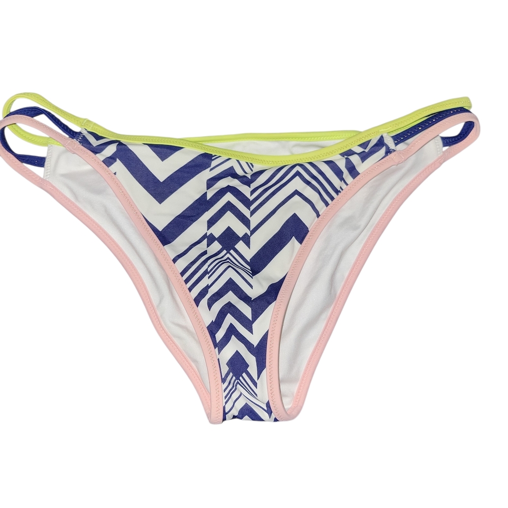 Victoria's Secret Navy and White Chevron Bikini Bottom with Pink Trim
